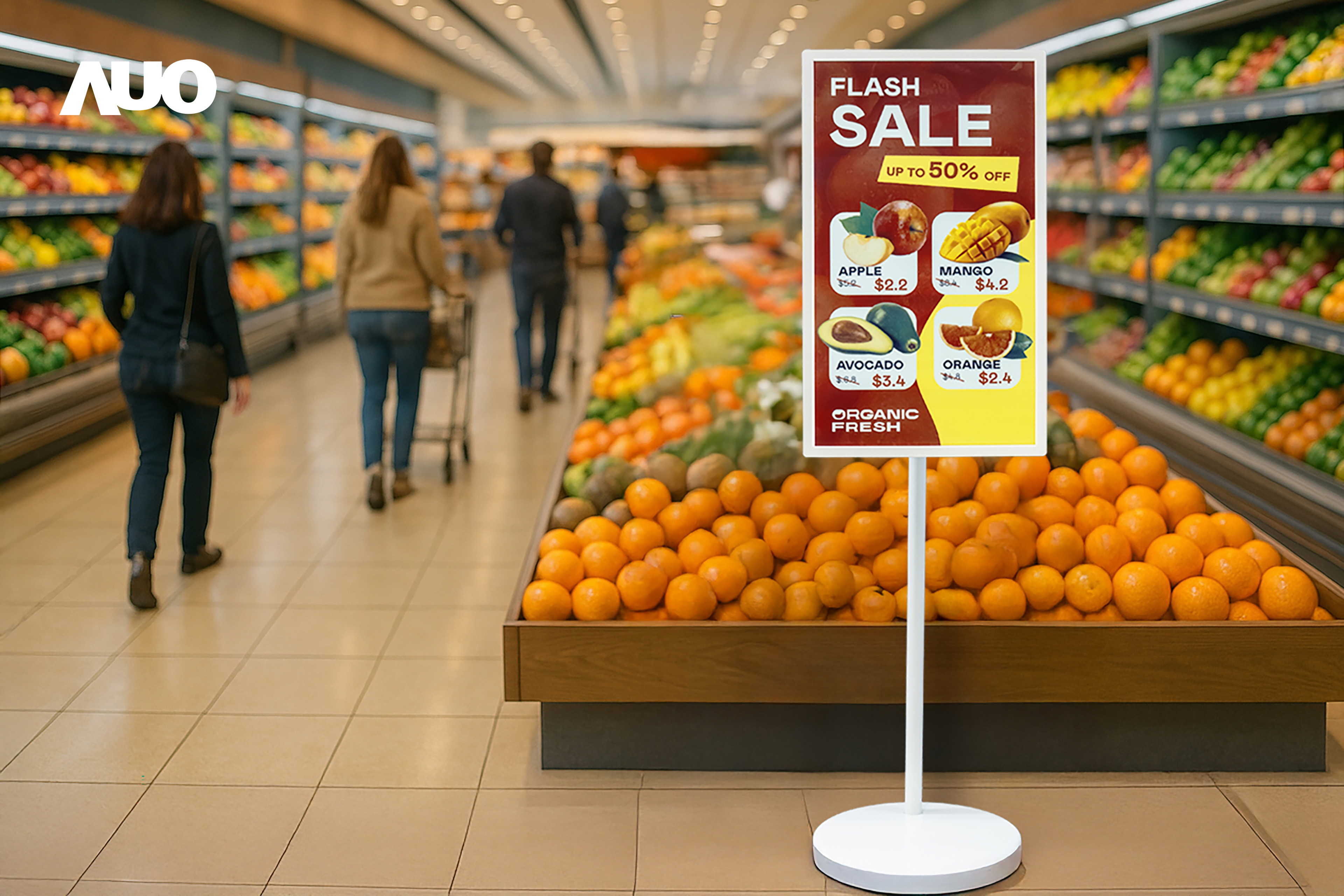 達擎首亮相低功耗、全彩的「aecoPost電子紙解決方案」，僅在更新畫面時需要微量的電力驅動，無需佈建電線的便捷設計，使其可靈活應用、隨意置放，並可透過雲端或行動裝置app，輕鬆管理及排程廣告內容，晉升店頭行銷利器。